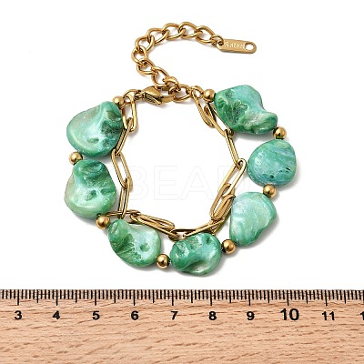 304 Stainless Steel & Dyed Natural Shell Double Layer Bracelets BJEW-G763-06G-1