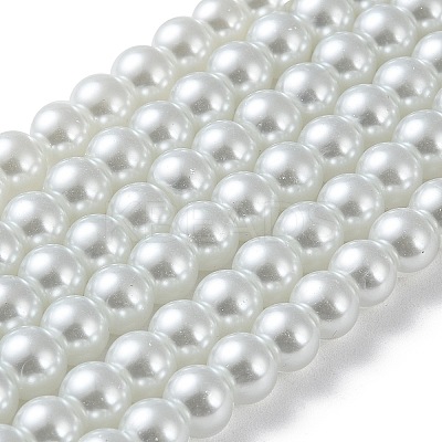 White Glass Pearl Round Loose Beads For Jewelry Necklace Craft Making X-HY-8D-B01-1