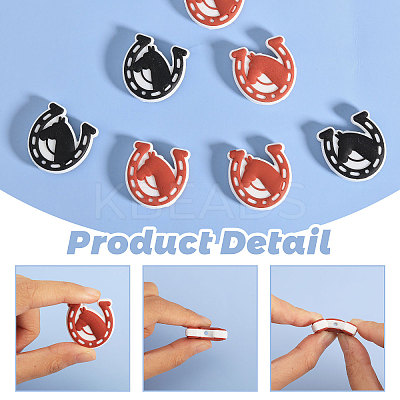 16Pcs 2 Colors Horse & Horseshoe Food Grade Eco-Friendly Silicone Focal Beads SIL-CA0002-92-1