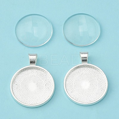 25mm Transparent Clear Domed Glass Cabochon Cover for Alloy Photo Pendant Making TIBEP-X0009-S-RS-1