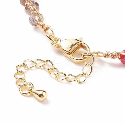 Glass Braided Anklet AJEW-AN00493-1