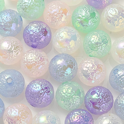 UV Plating Rainbow Iridescent Imitation Jelly Acrylic Beads OACR-K003-005-1