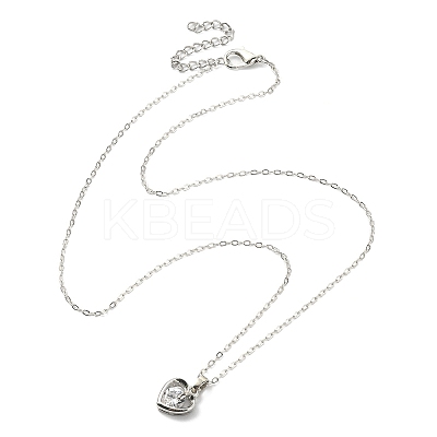 Crystal Rhinestone Heart Pendant Necklace with Cable Chains NJEW-FZ00017-1
