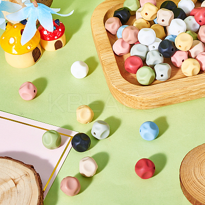 60Pcs 10 Colors Cube Food Grade Eco-Friendly Silicone Focal Beads SIL-TA0001-54A-1