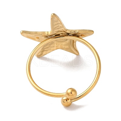 Ion Plating (IP) 304 Stainless Steel Starfish Open Cuff Rings for Women LS-RJEW-M167-08E-G-1