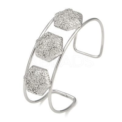Non-Tarnish 304 Stainless Steel Wide Textured Open Cuff Bangles BJEW-Q348-05P-11-1