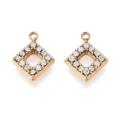 304 Stainless Steel Micro Pave Cubic Zirconia Charms STAS-N115-47G-1