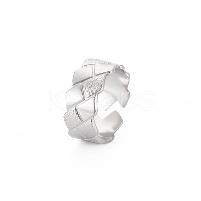 Non-Tarnish 304 Stainless Steel Grooved Open Cuff Ring for Women RJEW-S405-241P-1