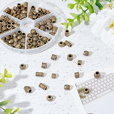 110Pcs 6 Style Tibetan Style Zinc Alloy European Beads TIBEB-NB0001-27-1