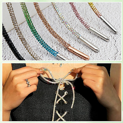 5 Yards Rhinestone Synthetic Rubber Cords OCOR-SP0001-33B-1
