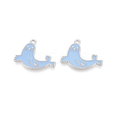 Rack Plating Alloy Enamel Sea Lion Pendants ENAM-T024-81A-P-1