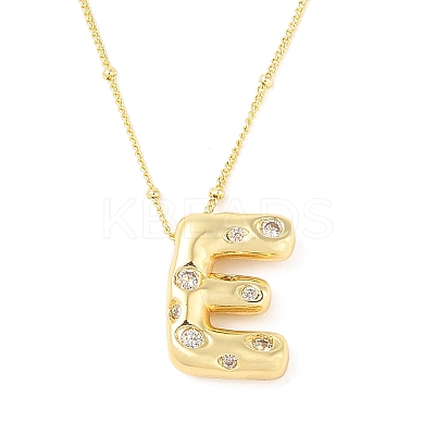 Brass Micro Pave Clear Cubic Zirconia Pendant Necklaces NJEW-Z038-01G-E-1