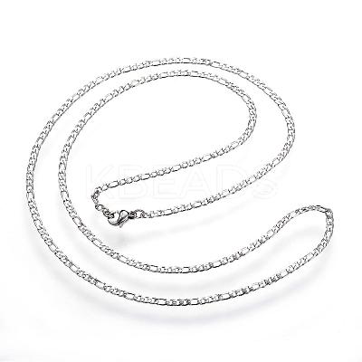 Tarnish Resistant 304 Stainless Steel Figaro Chain Necklaces STAS-F034-06P-1