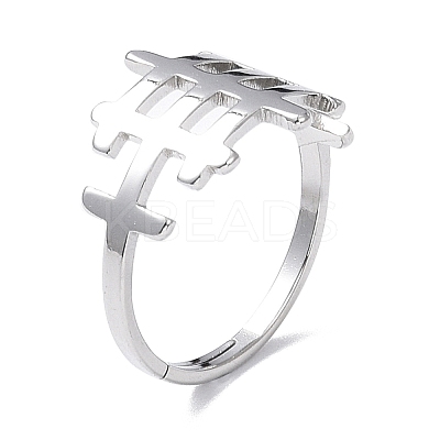 Non-Tarnish 304 Stainless Steel Hollow Out Rectangle Adjustable Ring for Women RJEW-I097-04P-1