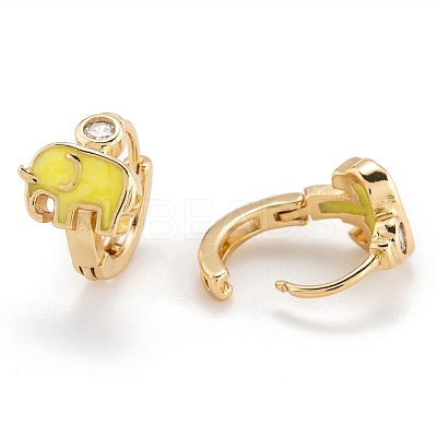 Brass Micro Pave Clear Cubic Zirconia Huggie Hoop Earrings EJEW-P187-D-1