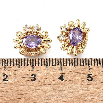 Brass Pave Cubic Zirconia Beads KK-A286-15G-02-1