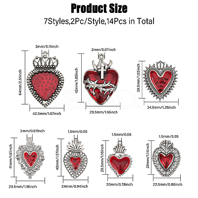 14Pcs 7 Style Alloy Enamel Pendants FIND-CA0008-22-1