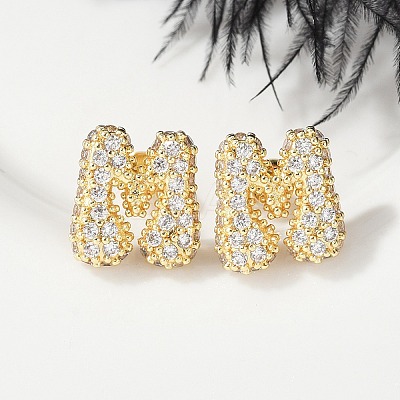 Brass Micro Pave Cubic Zirconia Stud Earrings EJEW-Z091-04G-M-1