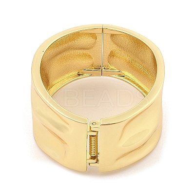 Non-Tarnish Vintage Hammered Alloy Wide Hinged Bangles for Women BJEW-L629-08G-1