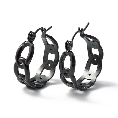304 Stainless Steel Curb Chain Chunky Hoop Earrings for Women Ion Plating(IP) EJEW-P197-05EB-1