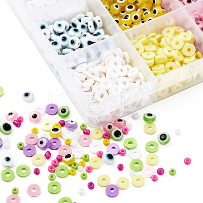 Glass Seed & Polymer Clay & Evil Eye Beads Kit for DIY Bracelet Making DIY-YW0004-63-1