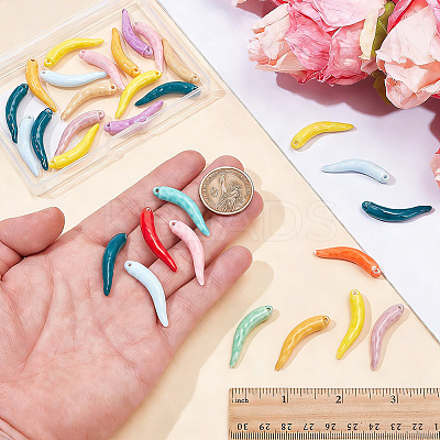 30Pcs Handmade Porcelain Pendants PORC-SC0001-54A-1