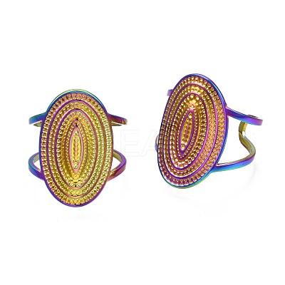 304 Stainless Steel Oval Cuff Ring RJEW-N038-050-1