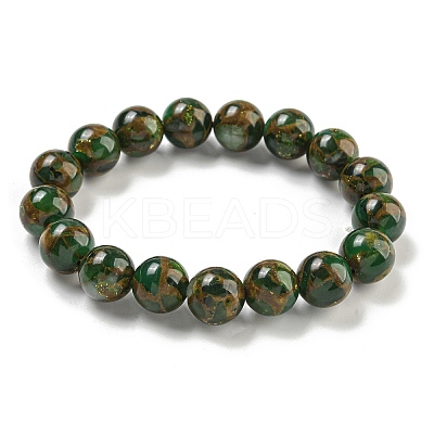 Round Synthetic Gold Clinquant Stone Stretch Bracekets G-P549-02B-01-1