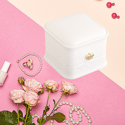 2Pcs PU Leather Ring Gift Boxes LBOX-CL0001-03-1