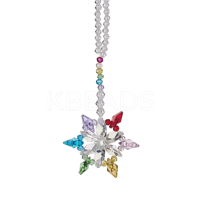 Star Glass Beaded Pendants Decorations HJEW-JM01273-1