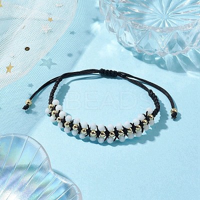 Adjustable Faceted Glass Nylon Cord Braided Bead Bracelets for Women Men BJEW-JB10369-1