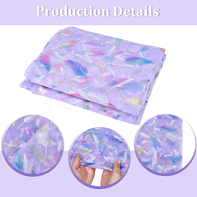 Feather Pattern Nylon Fabric DIY-WH20066-004A-1