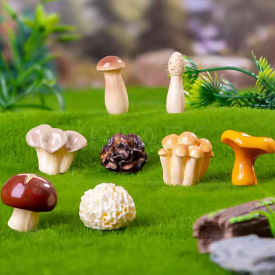22Pcs 11 Styles Resin Vase Miniature Mushroom Ornaments RESI-CN0001-01-1