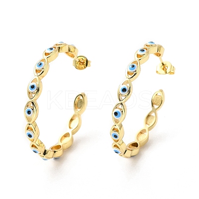 Enamel Evil Eye Wrap Stud Earrings EJEW-G327-02G-1