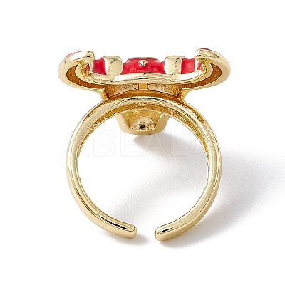Enamel OX Head Open Cuff Ring RJEW-I086-01G-1