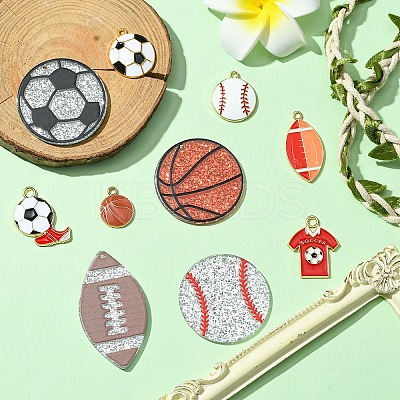 Sports Ball Acrylic & Alloy Enamel Pendants Findings Kits FIND-YW0006-57-1