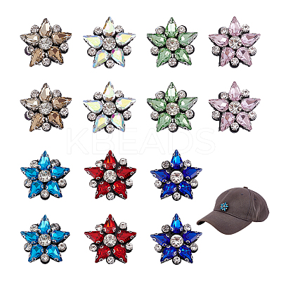 14Pcs 7 Colors Rhinestone Thread Iron on/Sew On Patches PATC-NB0001-50-1