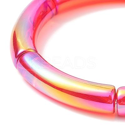 4Pcs 4 Color Acrylic Curved Tube Stretch Bracelets Set for Women BJEW-JB09305-01-1