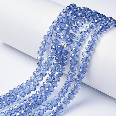 Electroplate Transparent Glass Beads Strands EGLA-A034-T6mm-F19-1