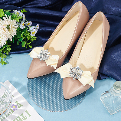 2Pcs Detachable Bowknot Polyester Ribbon Shoe Decoration FIND-FG0003-03A-1