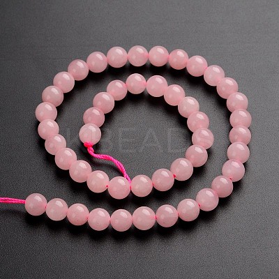 Round Natural Rose Quartz Gemstone Bead Strands G-J333-02-8mm-1