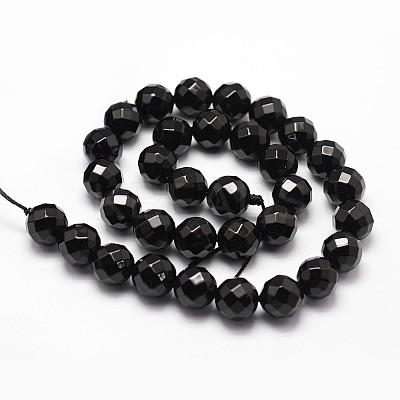 Natural Dyed & Heated Black Onyx Beads Strands X-G-D840-23-10mm-1