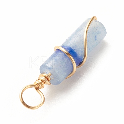Natural Blue Aventurine Pendants PALLOY-JF01453-01-1