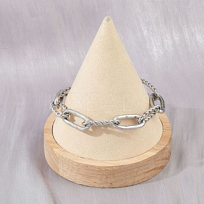 304 Stainless Steel Paperclip Chain Bracelets for Women Men BJEW-Z143-24P-1