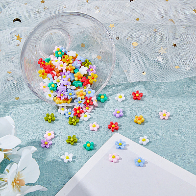 340Pcs 14 Styles Flower & Sakura Resin Cabochons FIND-FH0007-43-1