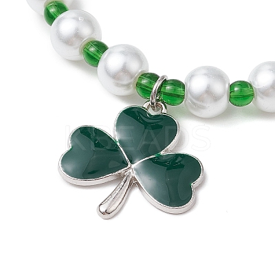 Alloy Enamel Clover Charm Bracelets BJEW-JB11191-1