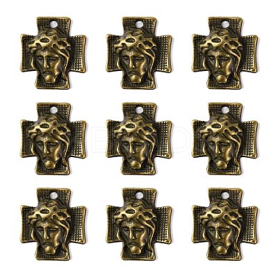 Tibetan Style Alloy Cross with Jesus Alloy Pendants for Easter Jewelry MLF10674Y-NF-1