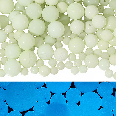 100Pcs 4 Styles Luminous Round Glass Beads GGLA-SC0001-20C-1