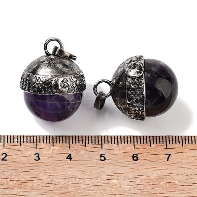 Natural Amethyst Sphere Pendants G-Q163-07AS-04-1
