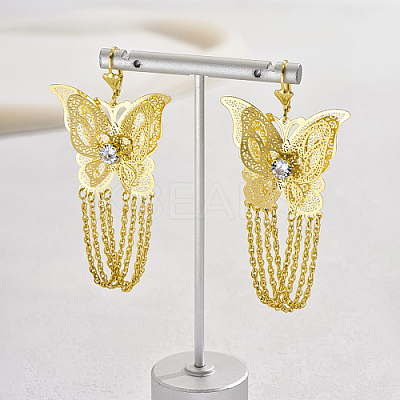 Iron Filigree Butterfly Dangle Leverback Earrings SQ8048-1